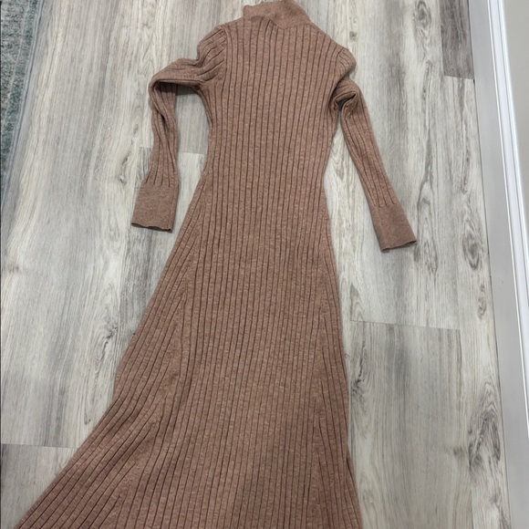 Lucky Brand aline collared stretchy ribbed sweater dress size Small beige - Picture 7 of 7